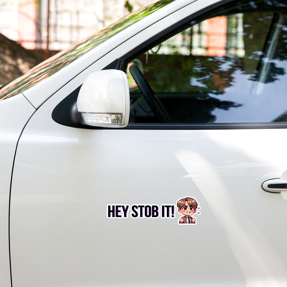 🔥 HEY! STOB IT! – Large Bumper Sticker (15″×3.75″) 💜